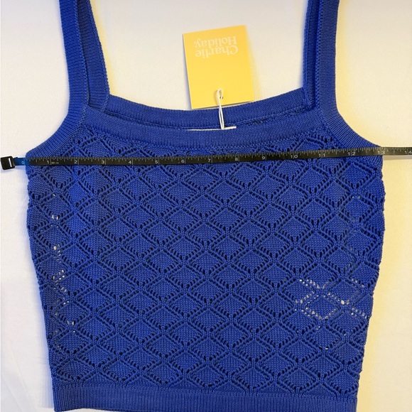 Anthro Charlie Holiday NWT XS Blue Knit Tank Top - Picture 2 of 10